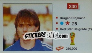 Sticker Dragan Stojkovic - World Cup Italia 1990 - Merlin