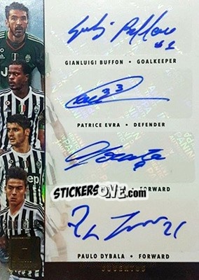 Sticker Alvaro Morata / Gianluigi Buffon / Patrice Evra / Paulo Dybala - Donruss Soccer 2016-2017 n. QA-3 - Panini