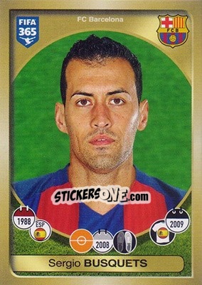 Sticker Sergio Busquets - FIFA 365: 2016-2017 n. 69 - Panini