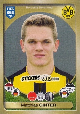 Sticker Matthias Ginter - FIFA 365: 2016-2017 n. 312 - Panini