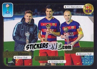 Sticker Lionel Messi / Luis Suarez / Andres Iniesta (FC Barcelona) - FIFA 365: 2016-2017 n. 646 - Panini