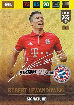 Sticker Robert Lewandowski - FIFA 365: 2016-2017. Adrenalyn XL n. 5 - Panini
