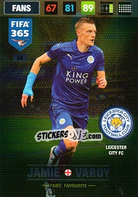 Sticker Jamie Vardy - FIFA 365: 2016-2017. Adrenalyn XL n. 54 - Panini