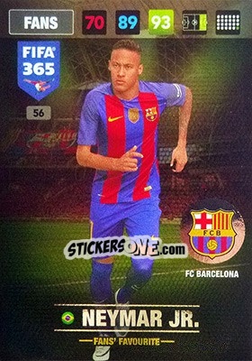 Sticker Neymar Jr. - FIFA 365: 2016-2017. Adrenalyn XL n. 56 - Panini