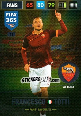 Cromo Francesco Totti - FIFA 365: 2016-2017. Adrenalyn XL - Panini