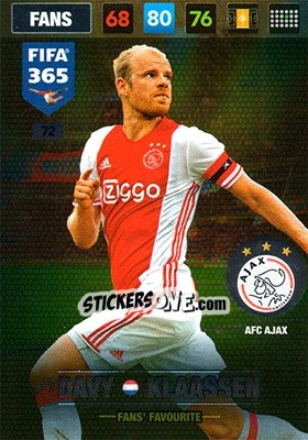 Sticker Davy Klaassen - FIFA 365: 2016-2017. Adrenalyn XL n. 72 - Panini