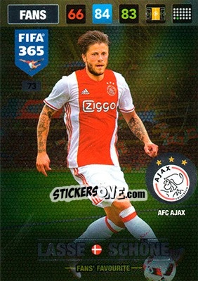 Sticker Lasse Schone - FIFA 365: 2016-2017. Adrenalyn XL n. 73 - Panini