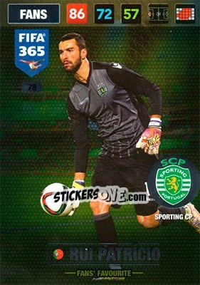 Sticker Rui Patricio - FIFA 365: 2016-2017. Adrenalyn XL n. 78 - Panini