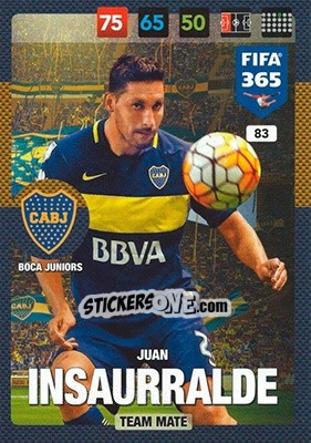 Sticker Juan Insaurralde - FIFA 365: 2016-2017. Adrenalyn XL - Panini