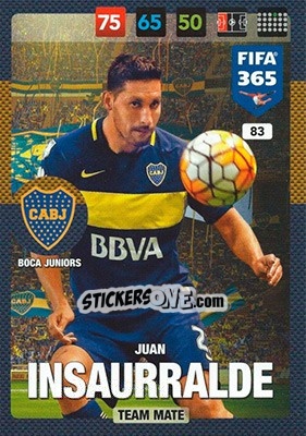 Cromo Juan Insaurralde - FIFA 365: 2016-2017. Adrenalyn XL - Panini