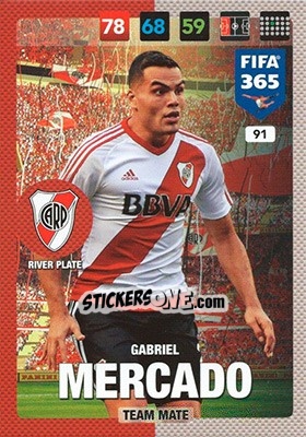 Sticker Gabriel Mercado - FIFA 365: 2016-2017. Adrenalyn XL n. 91 - Panini