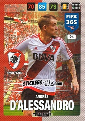 Figurina Andrés D'Alessandro - FIFA 365: 2016-2017. Adrenalyn XL - Panini