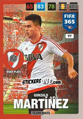 Sticker Gonzalo Martinez - FIFA 365: 2016-2017. Adrenalyn XL - Panini