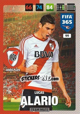 Sticker Lucas Alario - FIFA 365: 2016-2017. Adrenalyn XL n. 99 - Panini