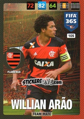 Figurina Willian Arão - FIFA 365: 2016-2017. Adrenalyn XL - Panini