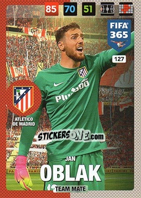 Sticker Jan Oblak - FIFA 365: 2016-2017. Adrenalyn XL - Panini