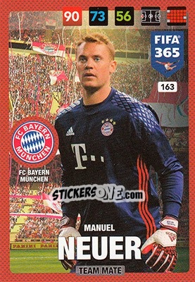 Sticker Manuel Neuer - FIFA 365: 2016-2017. Adrenalyn XL n. 163 - Panini