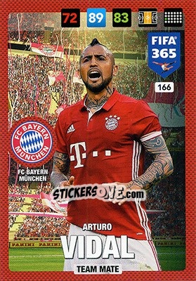 Sticker Arturo Vidal - FIFA 365: 2016-2017. Adrenalyn XL n. 166 - Panini