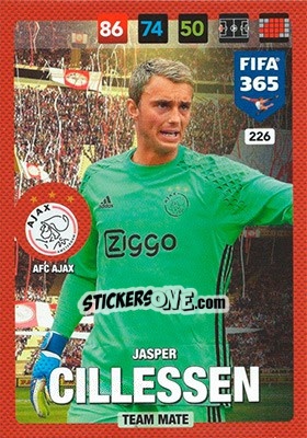 Sticker Jasper Cillessen - FIFA 365: 2016-2017. Adrenalyn XL n. 226 - Panini