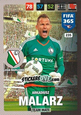 Sticker Arkadiusz Malarz - FIFA 365: 2016-2017. Adrenalyn XL - Panini