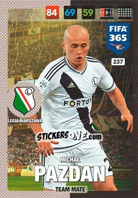 Sticker Michał Pazdan - FIFA 365: 2016-2017. Adrenalyn XL n. 237 - Panini