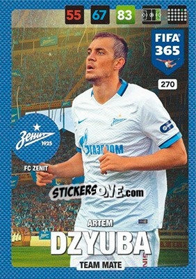 Sticker Artem Dzyuba - FIFA 365: 2016-2017. Adrenalyn XL n. 270 - Panini