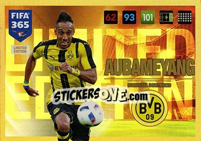 Sticker Pierre-Emerick Aubameyang - FIFA 365: 2016-2017. Adrenalyn XL - Panini