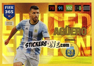 Sticker Sergio Agüero - FIFA 365: 2016-2017. Adrenalyn XL - Panini