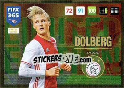 Sticker Kasper Dolberg - FIFA 365: 2016-2017. Adrenalyn XL n. LEU-KD - Panini