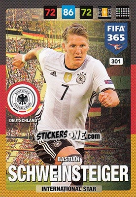 Sticker Bastian Schweinsteiger - FIFA 365: 2016-2017. Adrenalyn XL n. 301 - Panini
