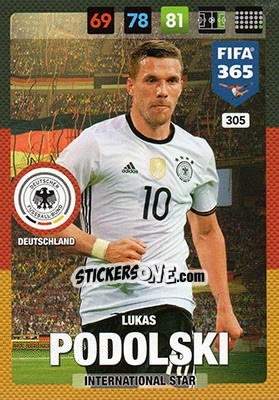 Sticker Lukas Podolski - FIFA 365: 2016-2017. Adrenalyn XL - Panini