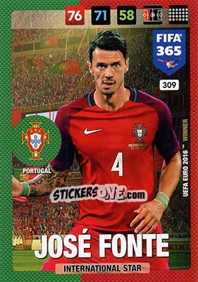 Sticker Jose Fonte - FIFA 365: 2016-2017. Adrenalyn XL n. 309 - Panini