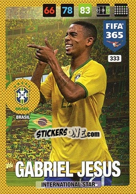 Sticker Gabriel Jesus - FIFA 365: 2016-2017. Adrenalyn XL n. 333 - Panini