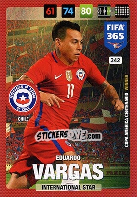 Sticker Eduardo Vargas - FIFA 365: 2016-2017. Adrenalyn XL n. 342 - Panini