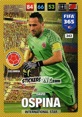 Sticker David Ospina - FIFA 365: 2016-2017. Adrenalyn XL n. 343 - Panini