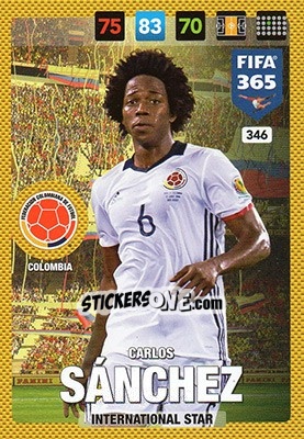 Sticker Carlos Sánchez - FIFA 365: 2016-2017. Adrenalyn XL n. 346 - Panini