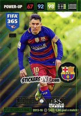 Sticker Lionel Messi - FIFA 365: 2016-2017. Adrenalyn XL n. 371 - Panini