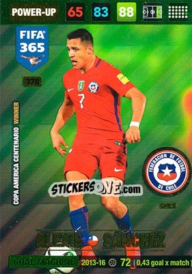 Sticker Alexis Sánchez - FIFA 365: 2016-2017. Adrenalyn XL n. 378 - Panini