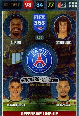 Sticker Aurier / David Luiz / Thiago Silva / Kurzawa - FIFA 365: 2016-2017. Adrenalyn XL n. 397 - Panini