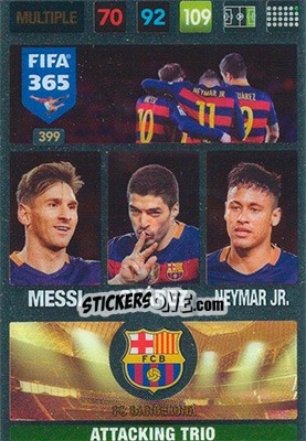 Sticker Messi / Suárez / Neymar Jr. - FIFA 365: 2016-2017. Adrenalyn XL n. 399 - Panini