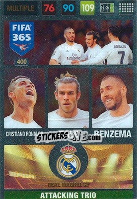 Sticker Cristiano Ronaldo / Bale / Benzema - FIFA 365: 2016-2017. Adrenalyn XL n. 400 - Panini