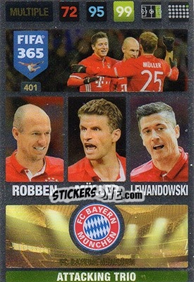 Sticker Robben / Müller / Lewandowski - FIFA 365: 2016-2017. Adrenalyn XL n. 401 - Panini