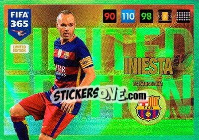 Figurina Andrés Iniesta - FIFA 365: 2016-2017. Adrenalyn XL - Panini