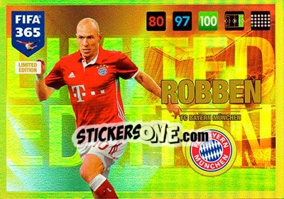 Sticker Arjen Robben - FIFA 365: 2016-2017. Adrenalyn XL n. LE-AR - Panini