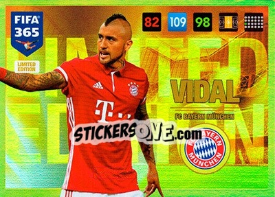 Sticker Arturo Vidal - FIFA 365: 2016-2017. Adrenalyn XL n. LE-AV - Panini