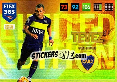 Cromo Carlos Tevez - FIFA 365: 2016-2017. Adrenalyn XL - Panini