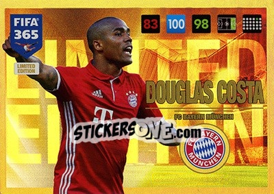 Sticker Douglas Costa - FIFA 365: 2016-2017. Adrenalyn XL n. LE-DC - Panini