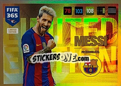 Sticker Lionel Messi (blond) - FIFA 365: 2016-2017. Adrenalyn XL n. LE-LMB - Panini