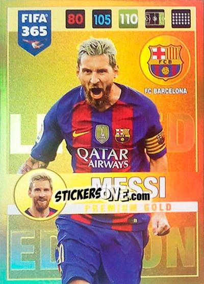 Figurina Lionel Messi - FIFA 365: 2016-2017. Adrenalyn XL - Panini