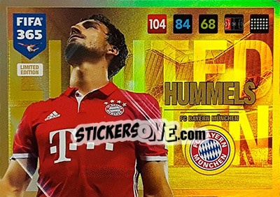 Sticker Mats Hummels - FIFA 365: 2016-2017. Adrenalyn XL - Panini